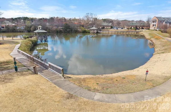 a view of a lake with a mountain in the background