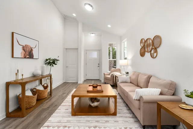 a living room with furniture