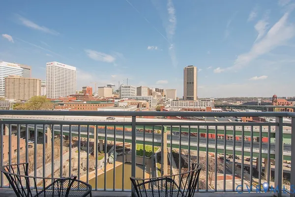 a view of city from a balcony