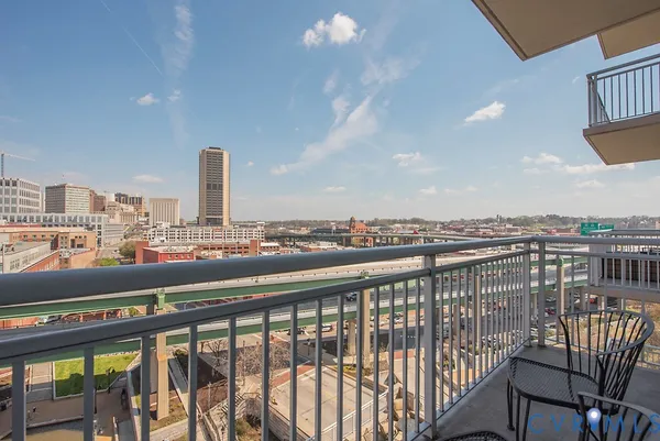 a view of city from a balcony