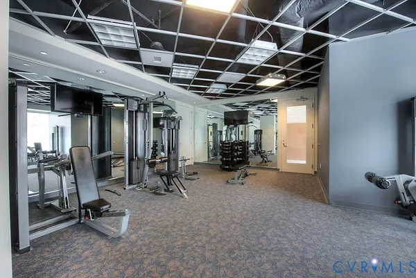a view of a room with gym equipment