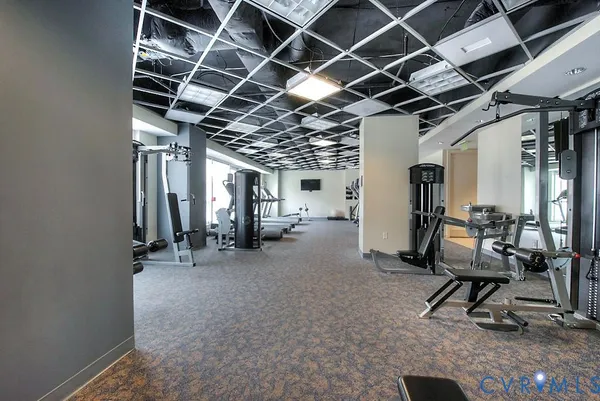 a view of a room with gym equipment