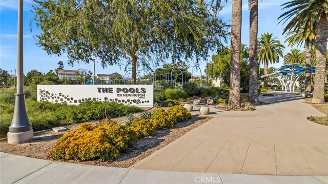 a view of a park with palm trees