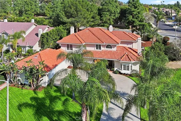 an aerial view of a house