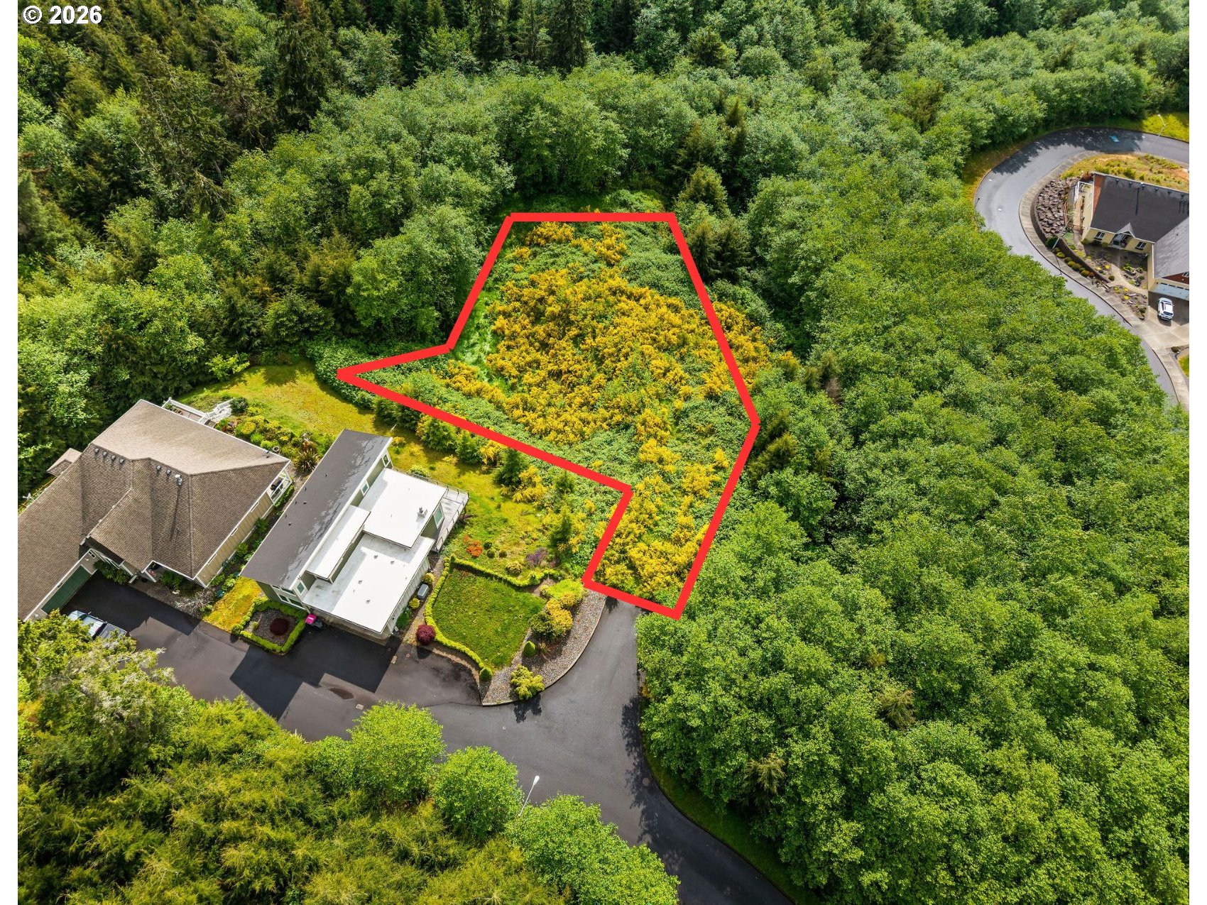 1915 North Fork Road Seaside, OR 97138 - Photo 3 of 12 an aerial view of a house with a yard and trees