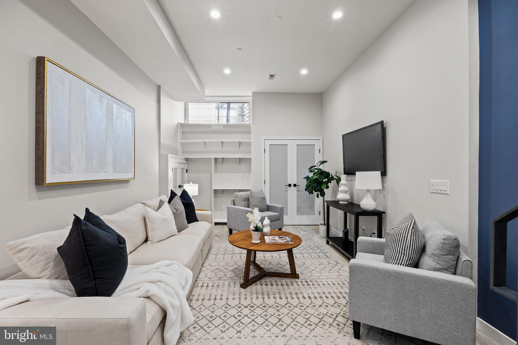 2106 Spring Street Philadelphia, PA 19103 - Photo 23 of 68 a living room with furniture and a flat screen tv