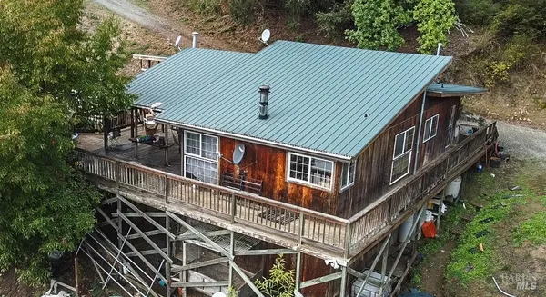 a aerial view of a house next to a house