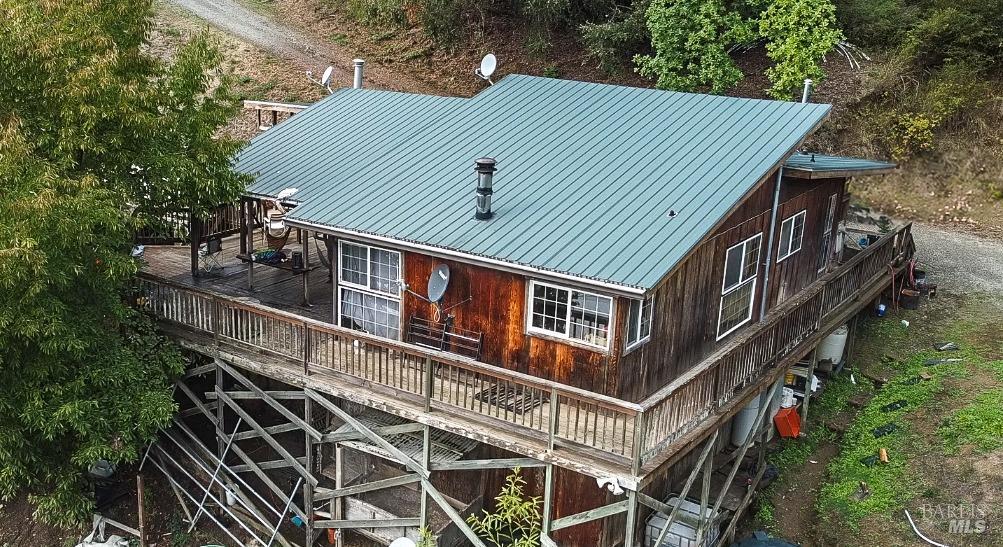 a aerial view of a house next to a house