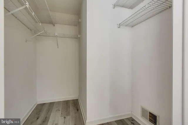 a view of small space with racks on the wall