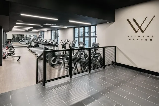 a view of a room with gym equipment
