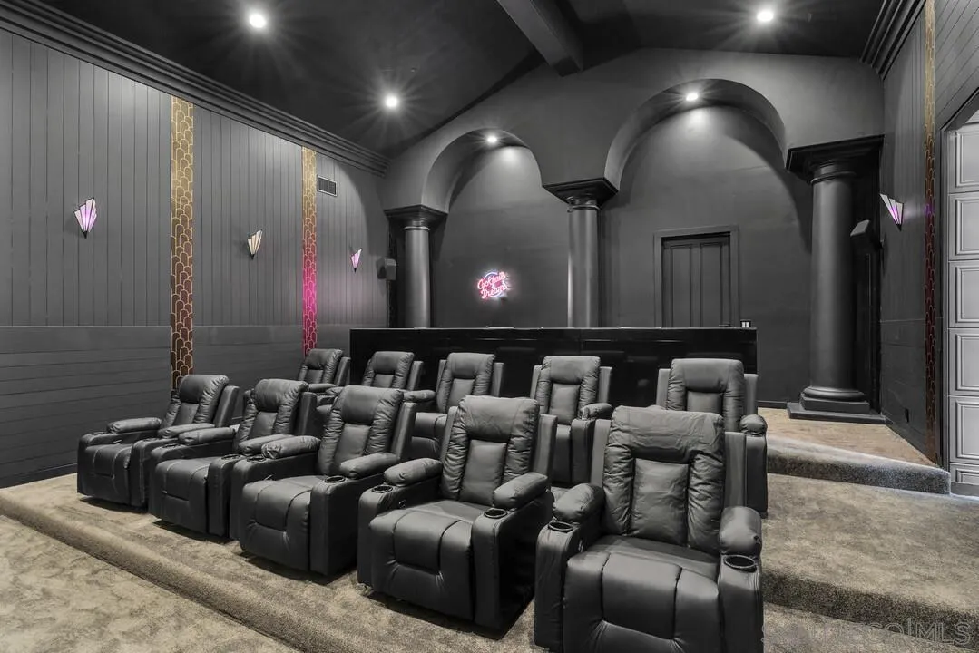 17101 Circa Oriente Rancho Santa Fe, CA 92067 - Photo 11 of 35 a media room with lots of chairs and mirrors