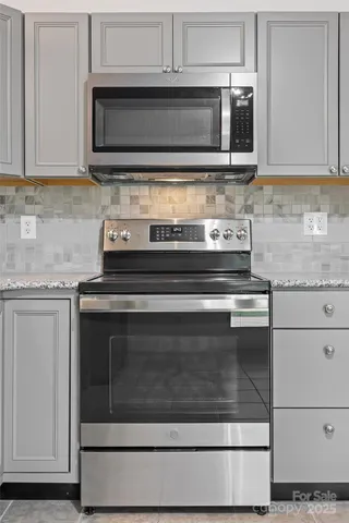 a stove top oven sitting inside of a kitchen