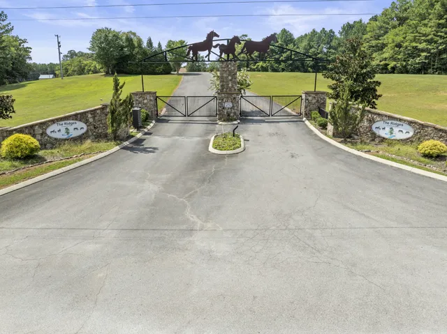 a view of a lake with a yard