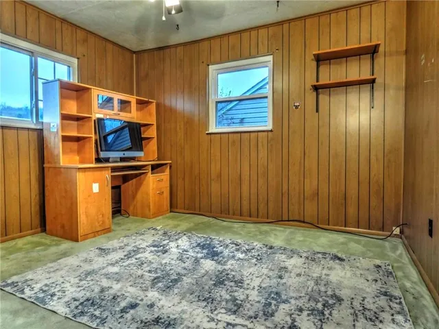 an empty room with closet