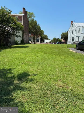a view of a grassy field with some trees