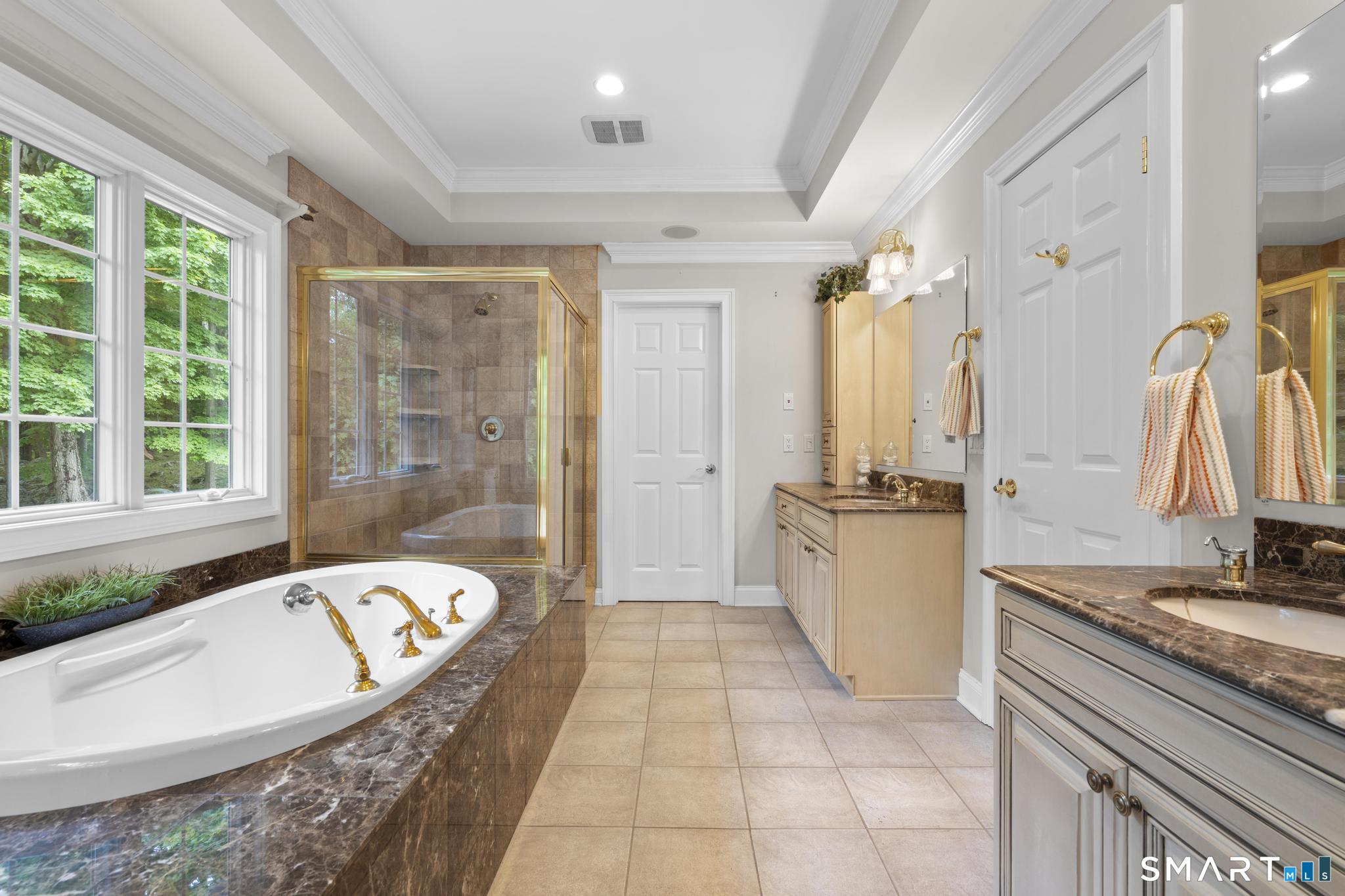 12 Logans Way Danbury, CT 06811 - Photo 24 of 40 a bathroom with a granite countertop tub sink and mirror