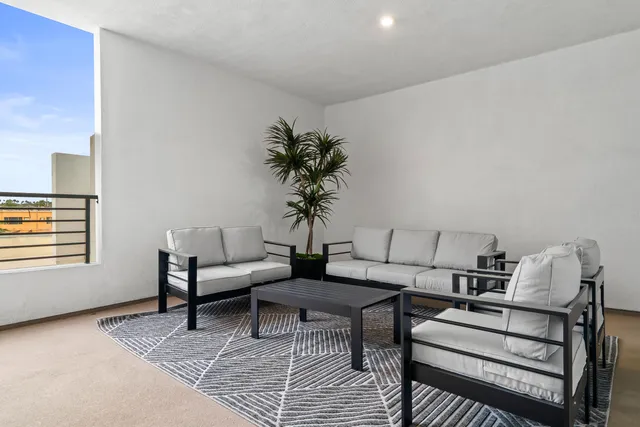 a view of a terrace with couches