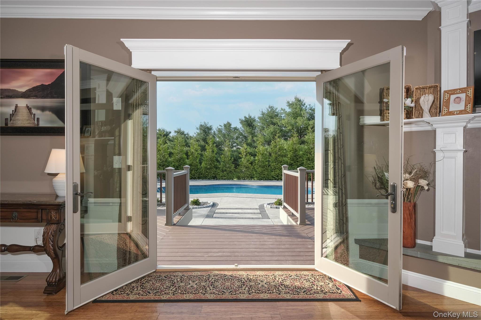 163 Hapeman Hill Road Red Hook, NY 12571 - Photo 12 of 50 View from living room to expansive deck and pool complex beyond.