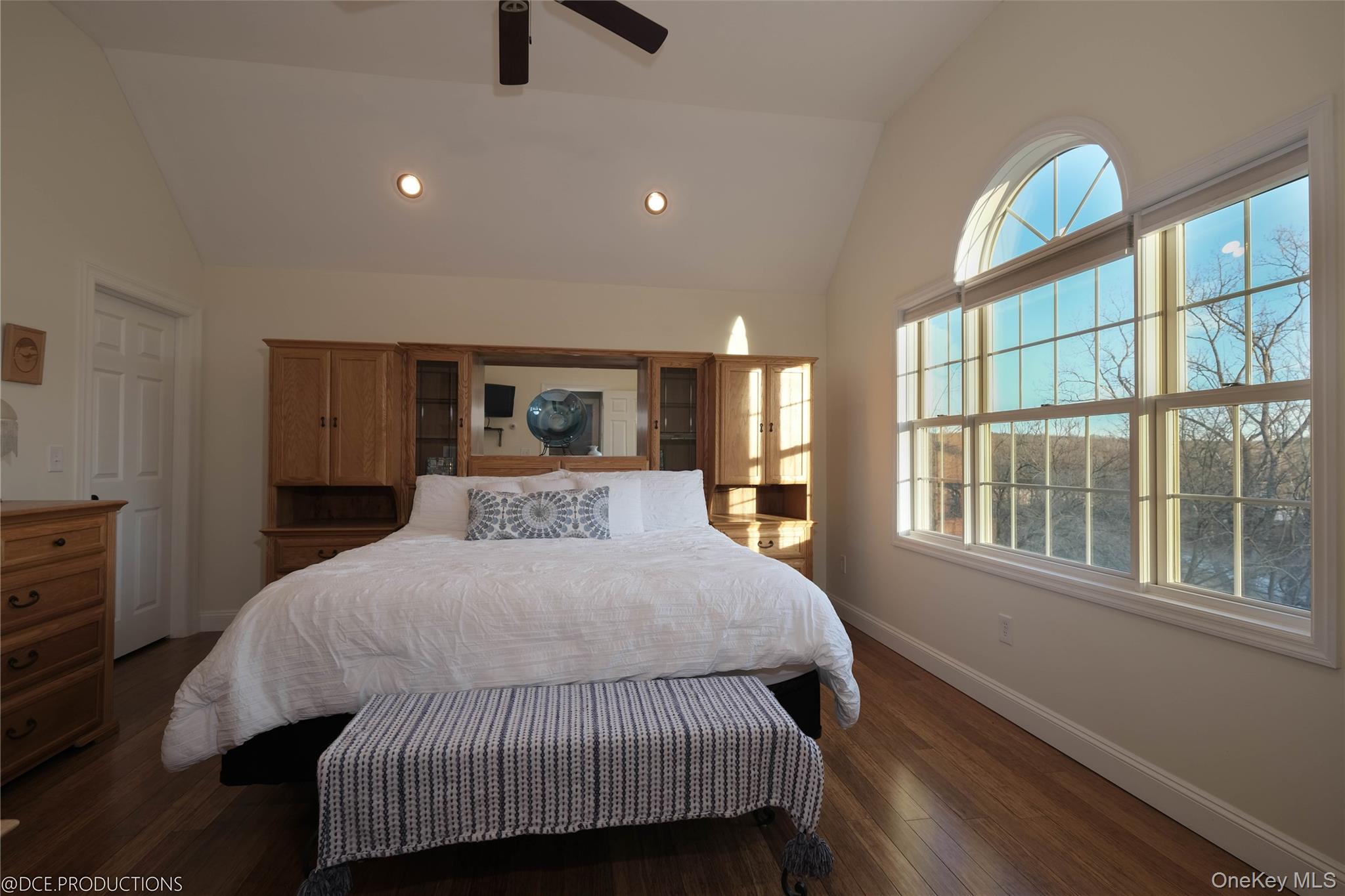 163 Hapeman Hill Road Red Hook, NY 12571 - Photo 26 of 50 Bedroom featuring hardwood floors, high ceilings, large windows and recessed lighting.