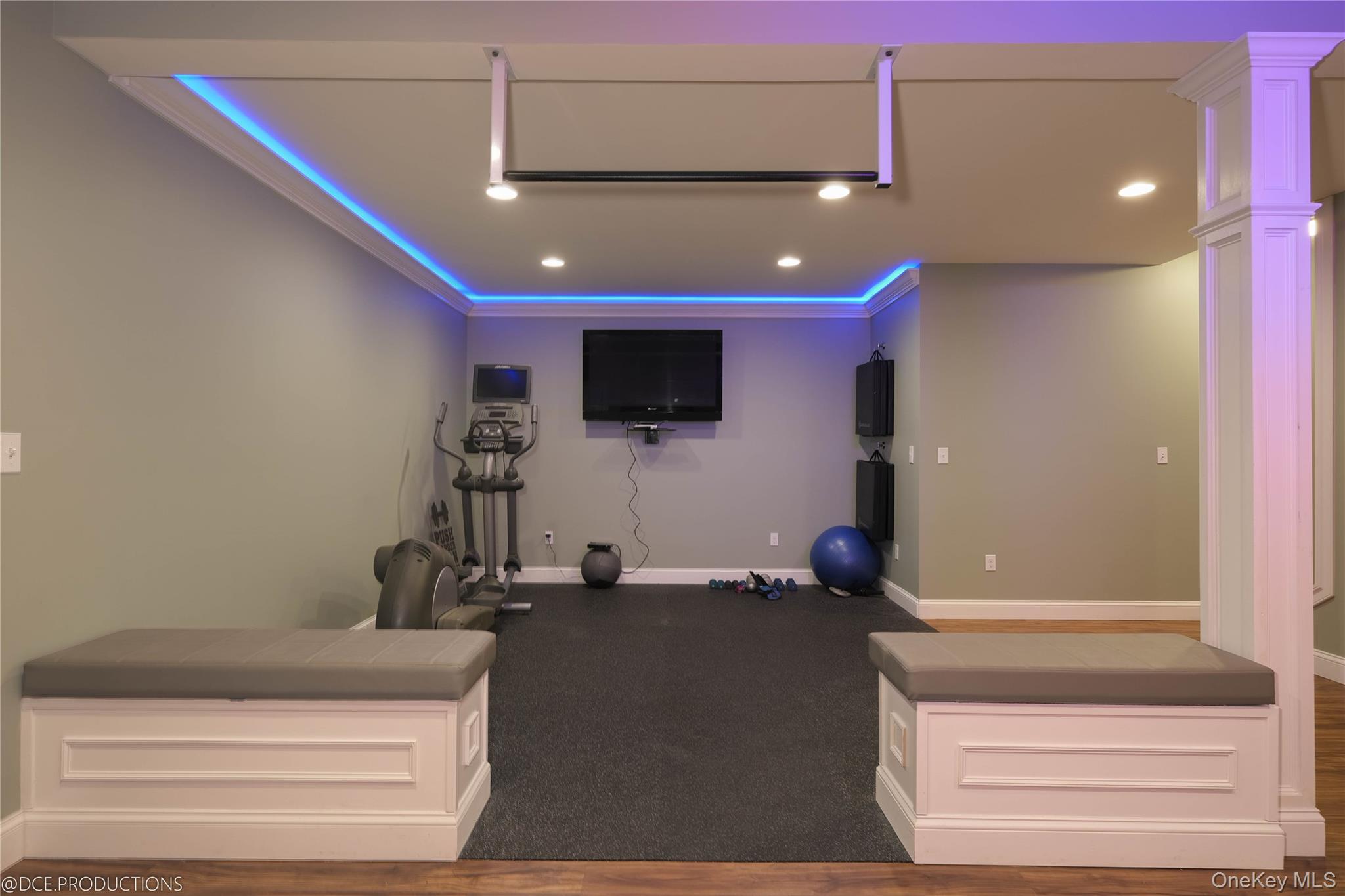 163 Hapeman Hill Road Red Hook, NY 12571 - Photo 29 of 50 Lower level workout room featuring recessed lighting and custom storage benches