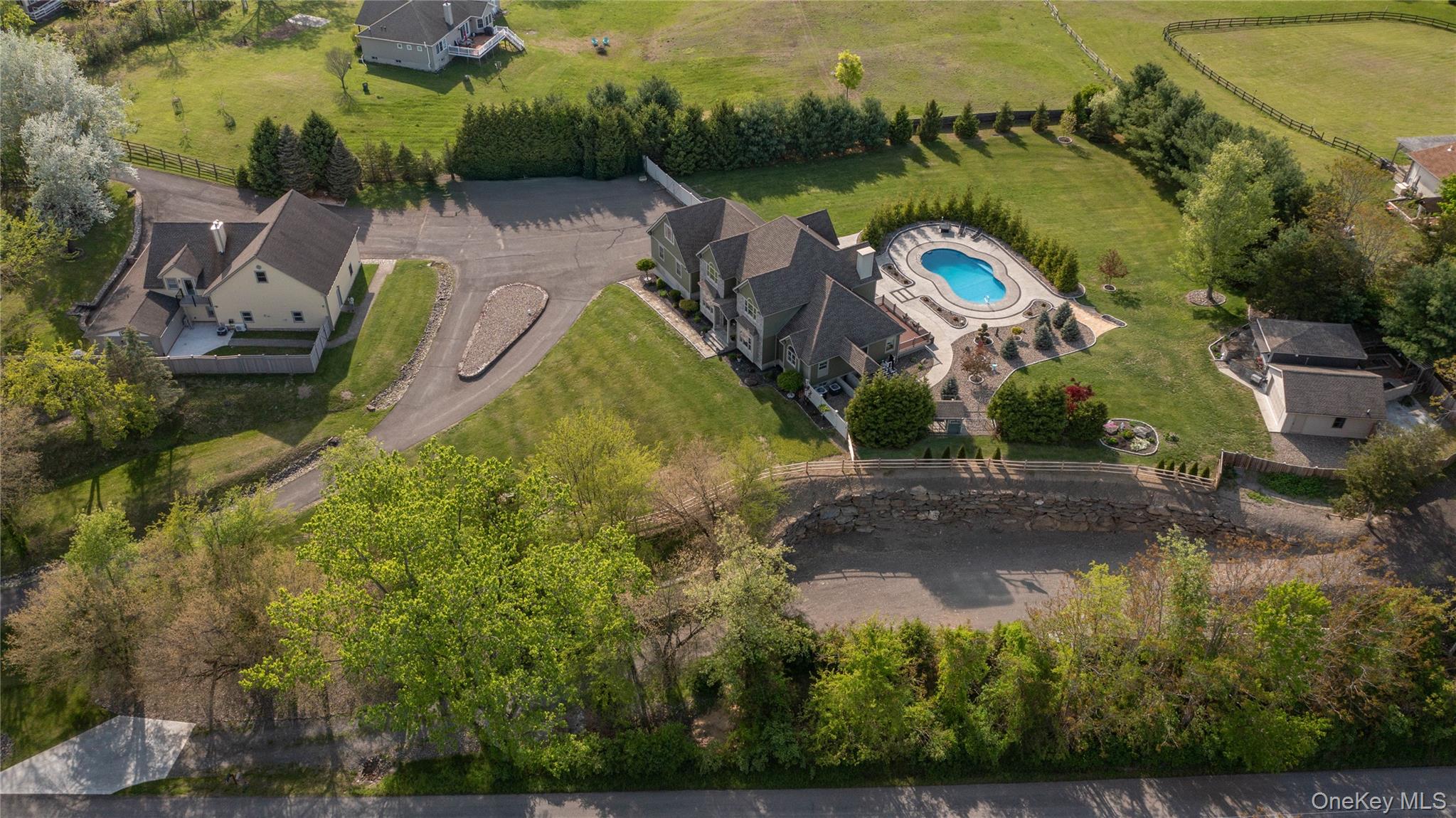 163 Hapeman Hill Road Red Hook, NY 12571 - Photo 33 of 50 Aerial overview of property's location featuring a stunning pool complex with lush landscape