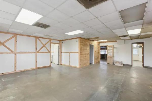 an empty room with windows