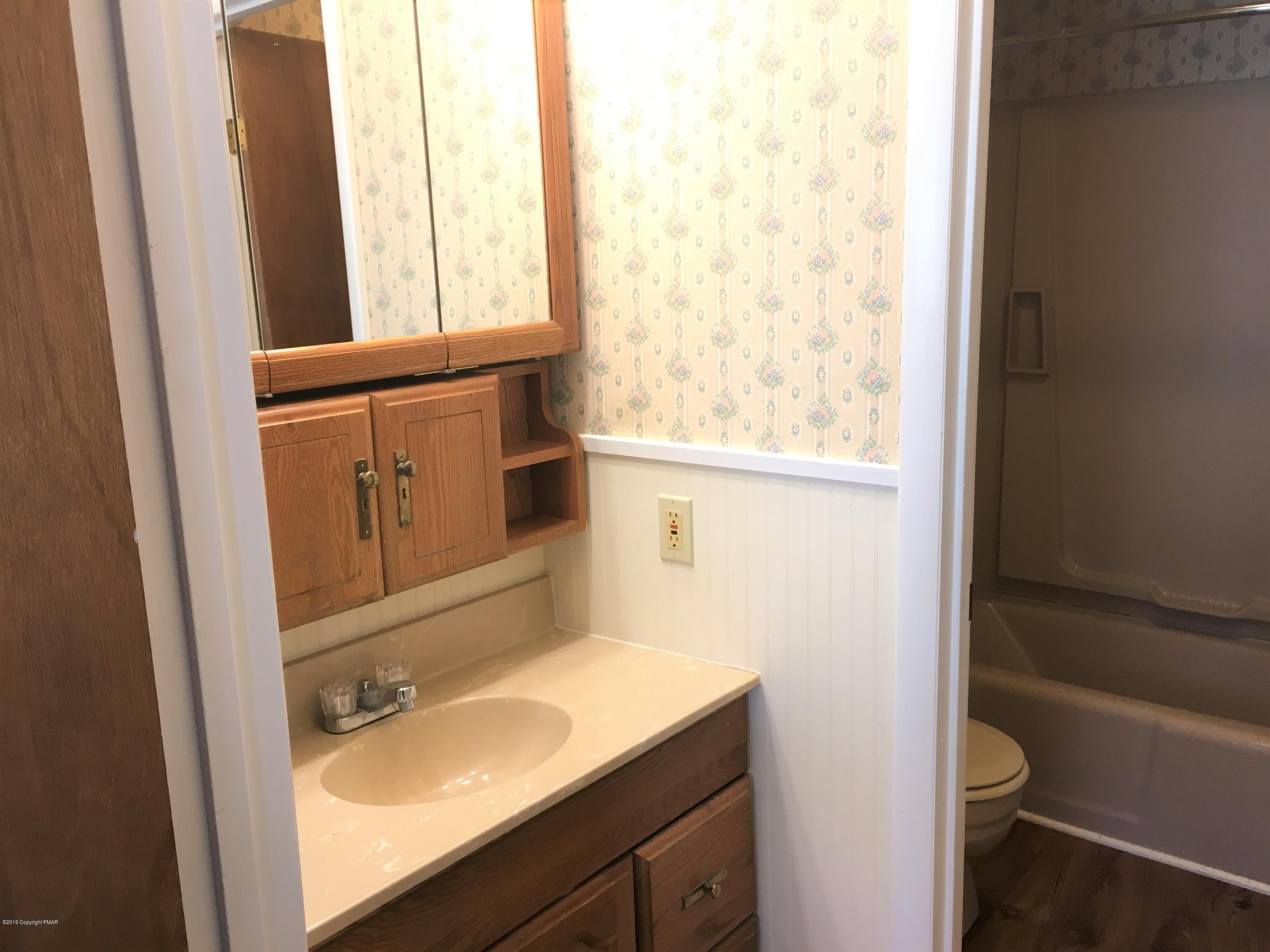 5736 Neola Road Stroudsburg, PA 18360 - Photo 20 of 37 a bathroom with a sink a toilet and a mirror