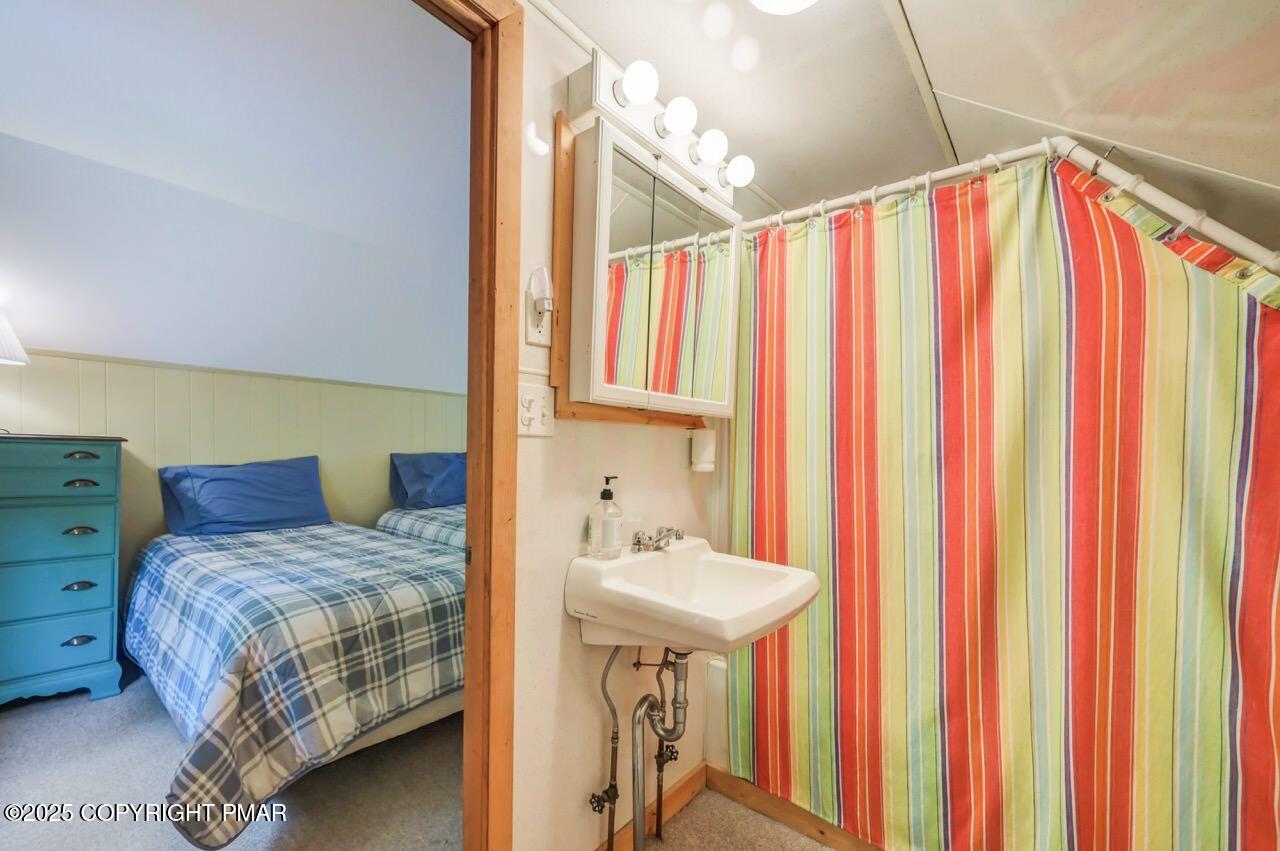 229 3rd Street Pocono Pines, PA 18350 - Photo 17 of 21 a bedroom with a bed and a sink