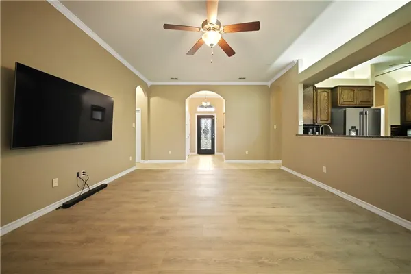a view of a livingroom with a flat screen tv