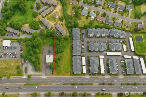 an aerial view of multiple houses