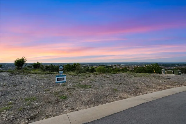 a view of a road with sunset view