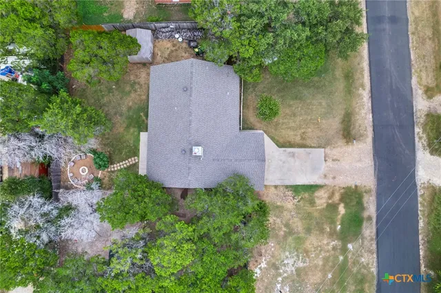 an aerial view of a house