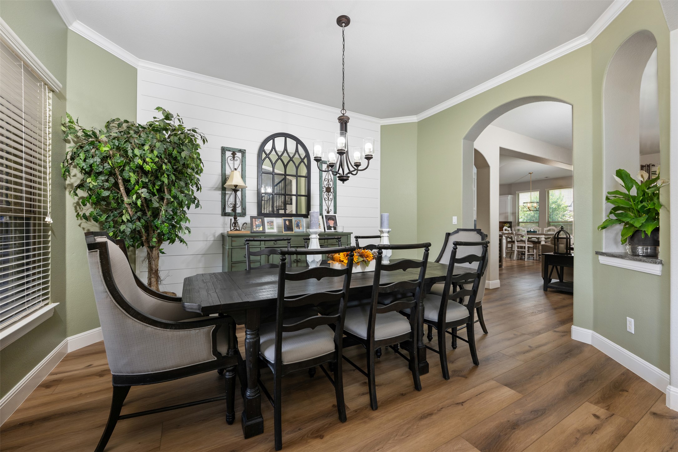 3021 Wedgescale Pass Leander, TX 78641 - Photo 5 of 40 a dining room with furniture potted plants and wooden floor