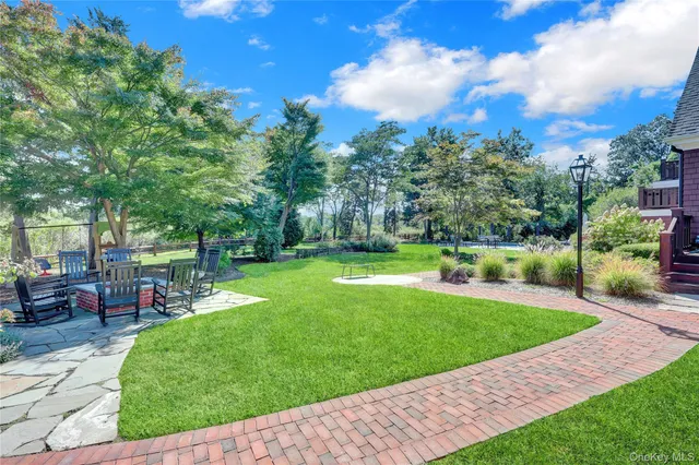 a view of a deck with a yard