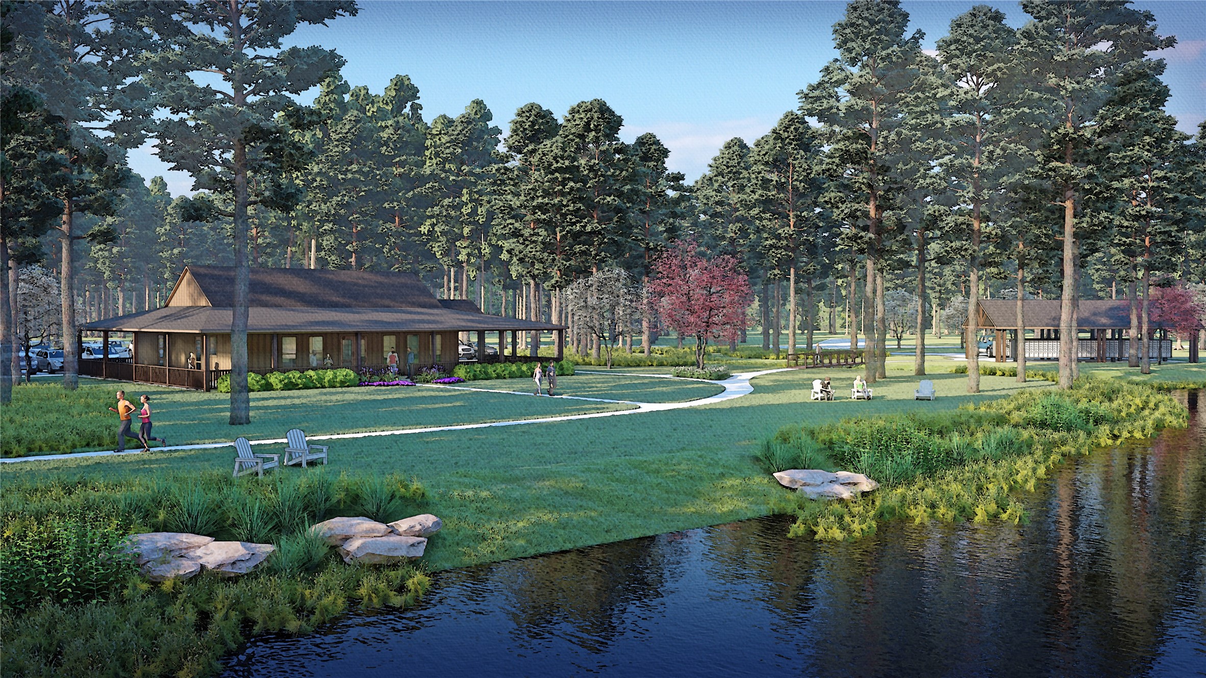 191 Heartland Road New Waverly, TX 77358 - Photo 11 of 15 a view of a house with garden and a bench