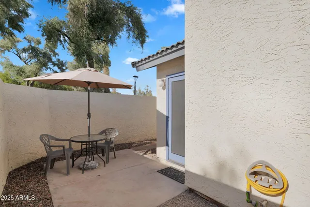 a view of a chandelier in patio
