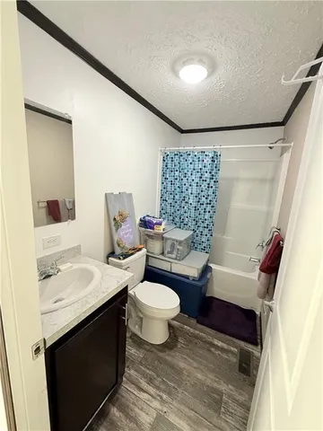 a bathroom with a sink toilet mirror and vanity