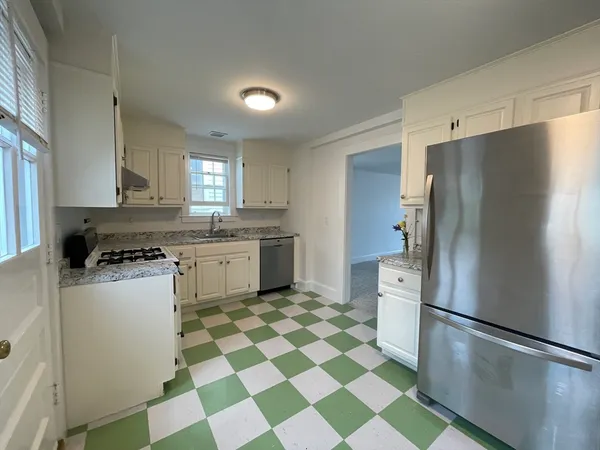 a kitchen with a stove a sink and a refrigerator