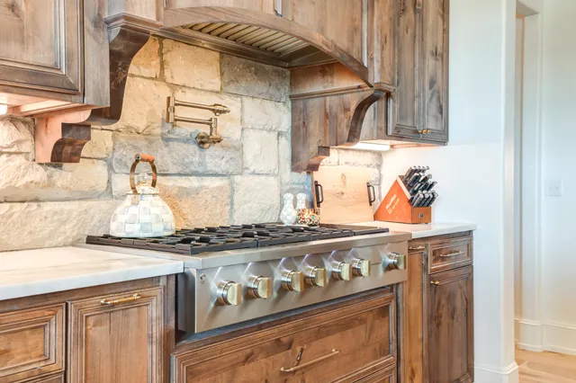 a view of a house with a big yard potted plants and large tree