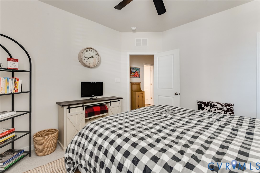 1900 Roseneath Road, Unit 8B Richmond, VA 23230 - Photo 33 of 50 Bedroom featuring light carpet and a ceiling fan