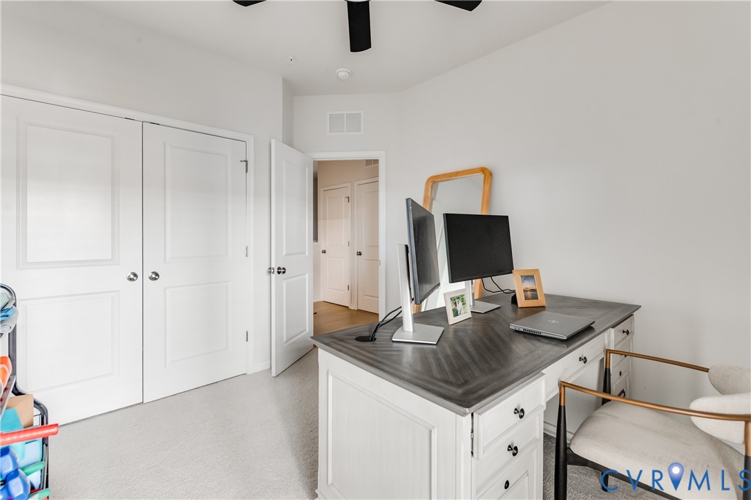 1900 Roseneath Road, Unit 8B Richmond, VA 23230 - Photo 38 of 50 Office area featuring a ceiling fan