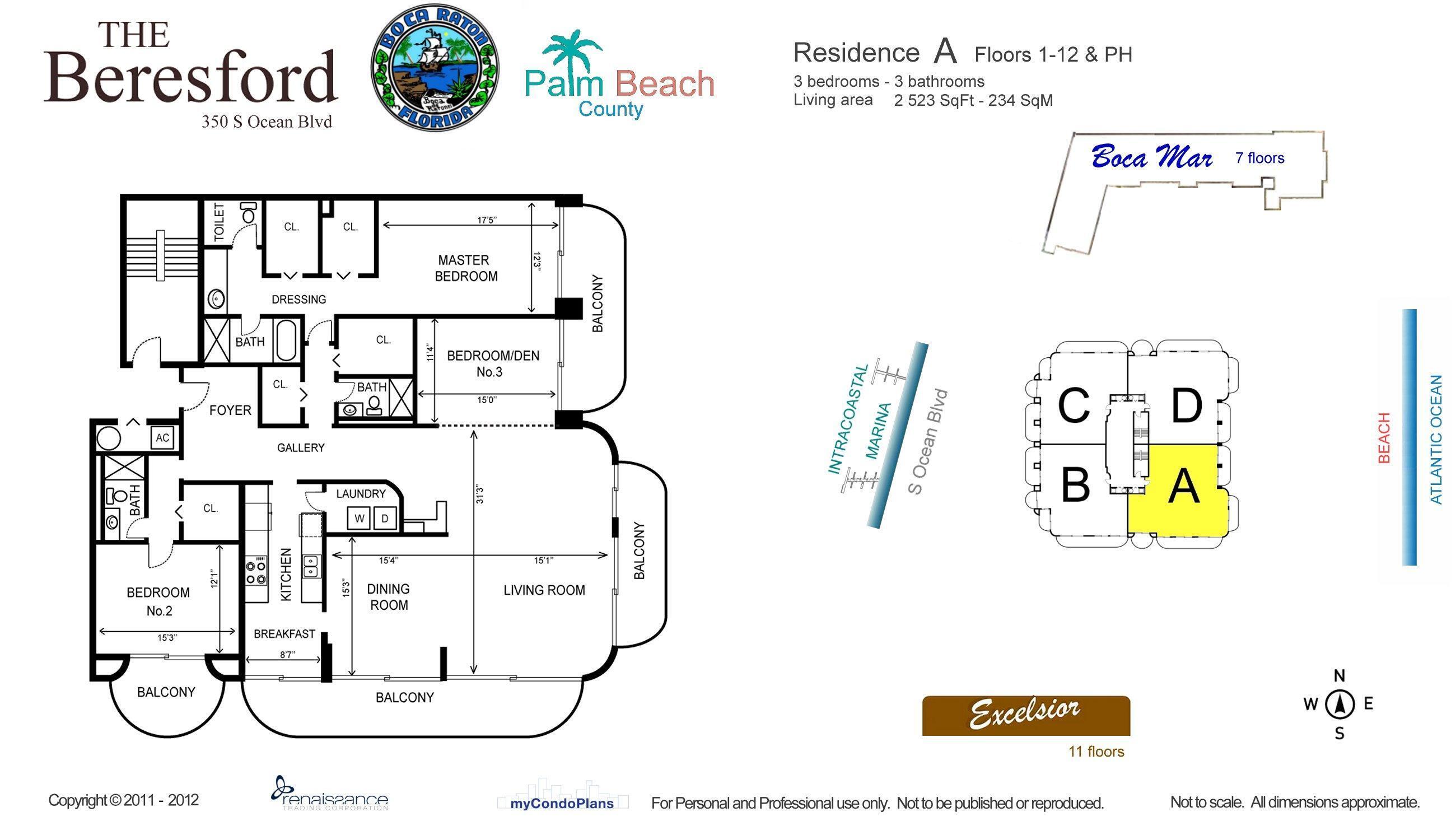 350 South Ocean Boulevard, Unit 2A Boca Raton, FL 33432 - Photo 33 of 33 Floor Plan 5420643