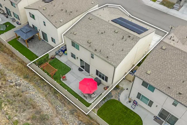 an aerial view of a house