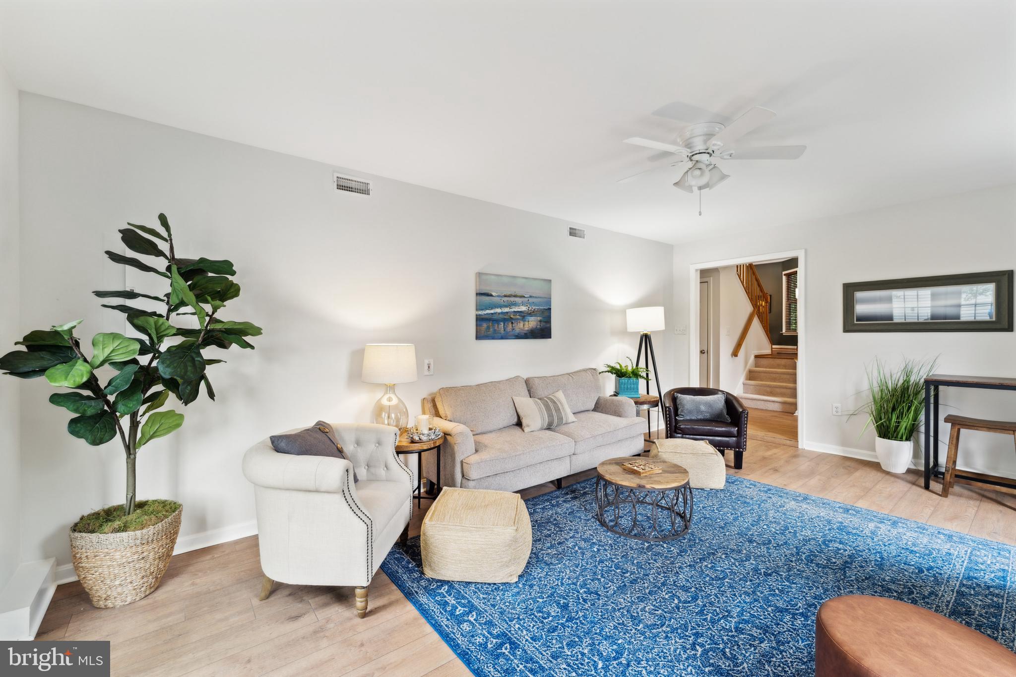 Lower level family room W/ laminate floors