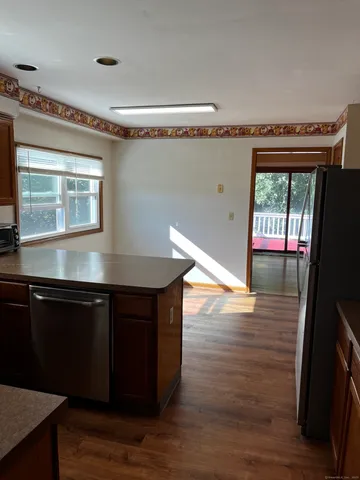 a locker room with wooden floor