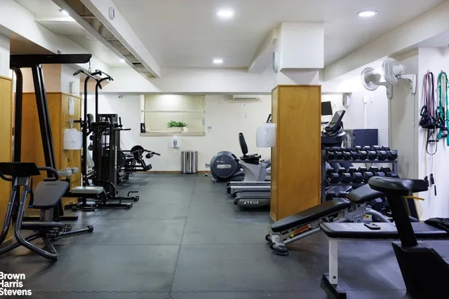 a view of a room with gym equipment
