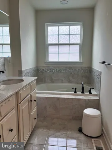 a bathroom with a sink double vanity and a bathtub