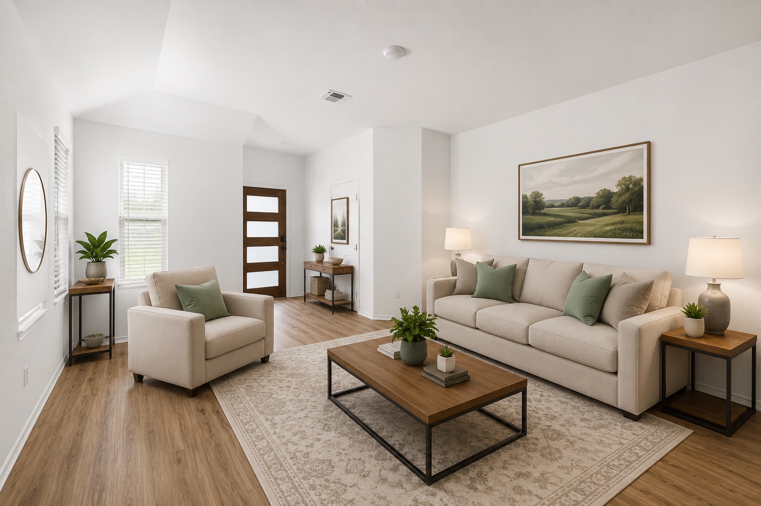 120 Milliner Loop Hutto, TX 78634 - Photo 2 of 15 Sun-filled living area featuring vaulted ceilings and warm wood flooring.