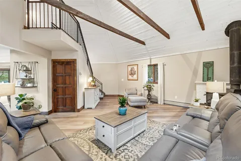 a living room with furniture