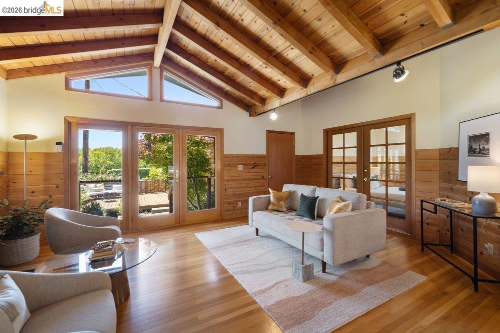 287 Purdue Avenue Kensington, CA 94708 - Photo 14 of 60 Vaulted wood-paneled ceilings with exposed beams